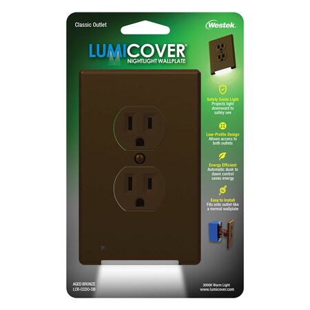 Westek Westek LumiCover Aged Bronze 2 gang Plastic Duplex Nightlight Wall Plate 1 pk LCR-CCDO-DB